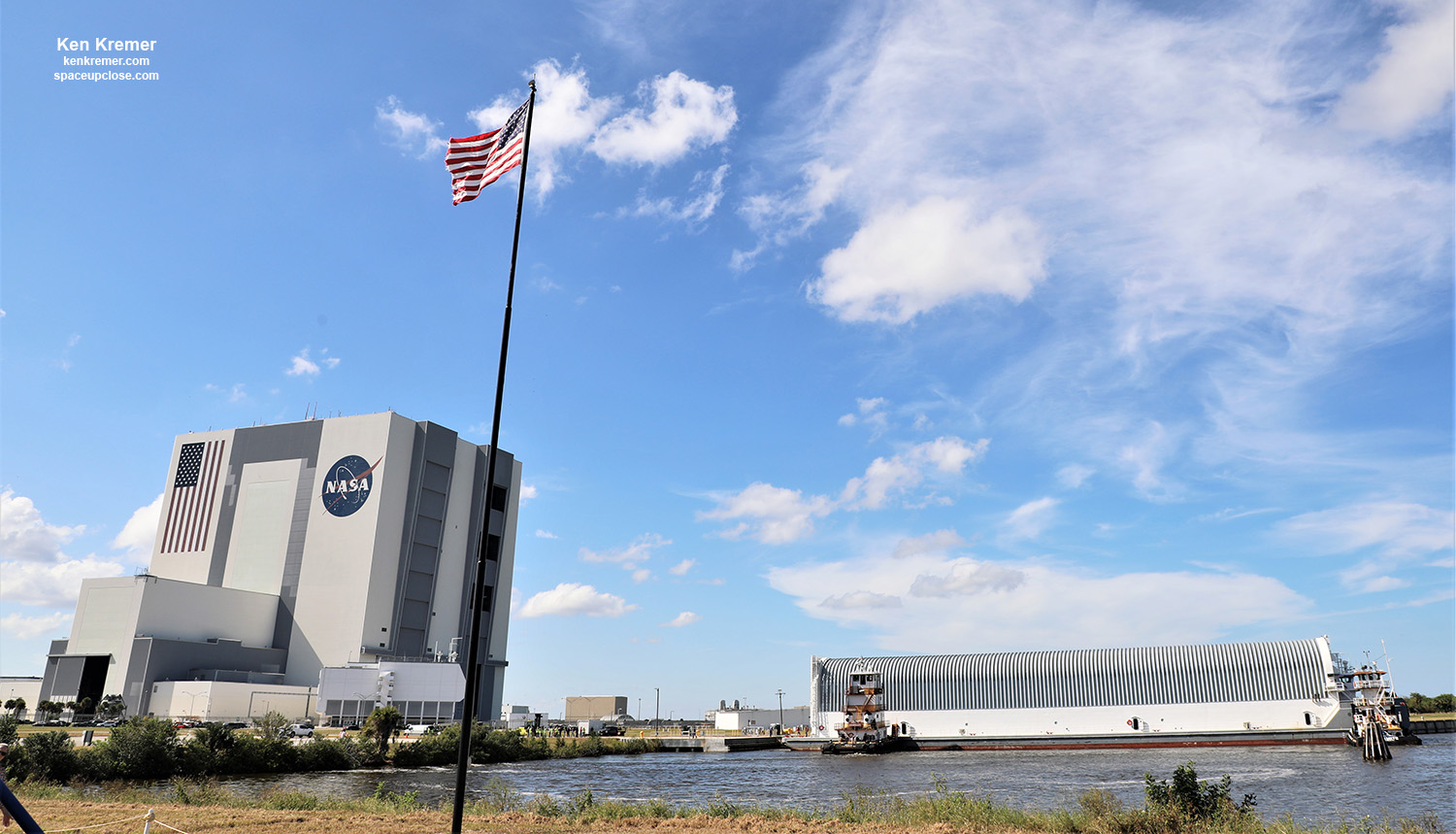 SLS Core Stage Pathfinder Arrives Kennedy Space Center to Support Artemis Moon Program: Photos