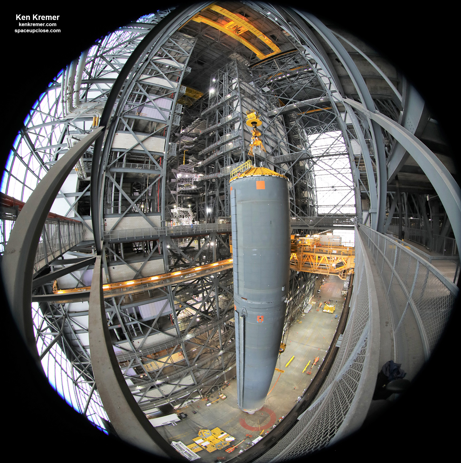 SLS Core Stage Pathfinder Goes Vertical in VAB