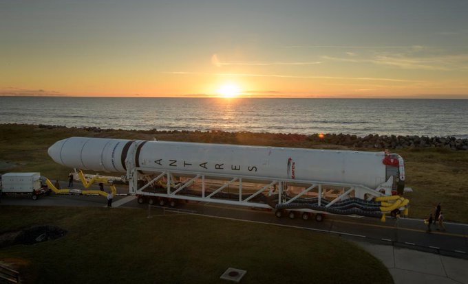 Upgraded Antares Rocket Rolls to Virginia Launch Pad for Resupply Mission from NASA Wallops to ISS