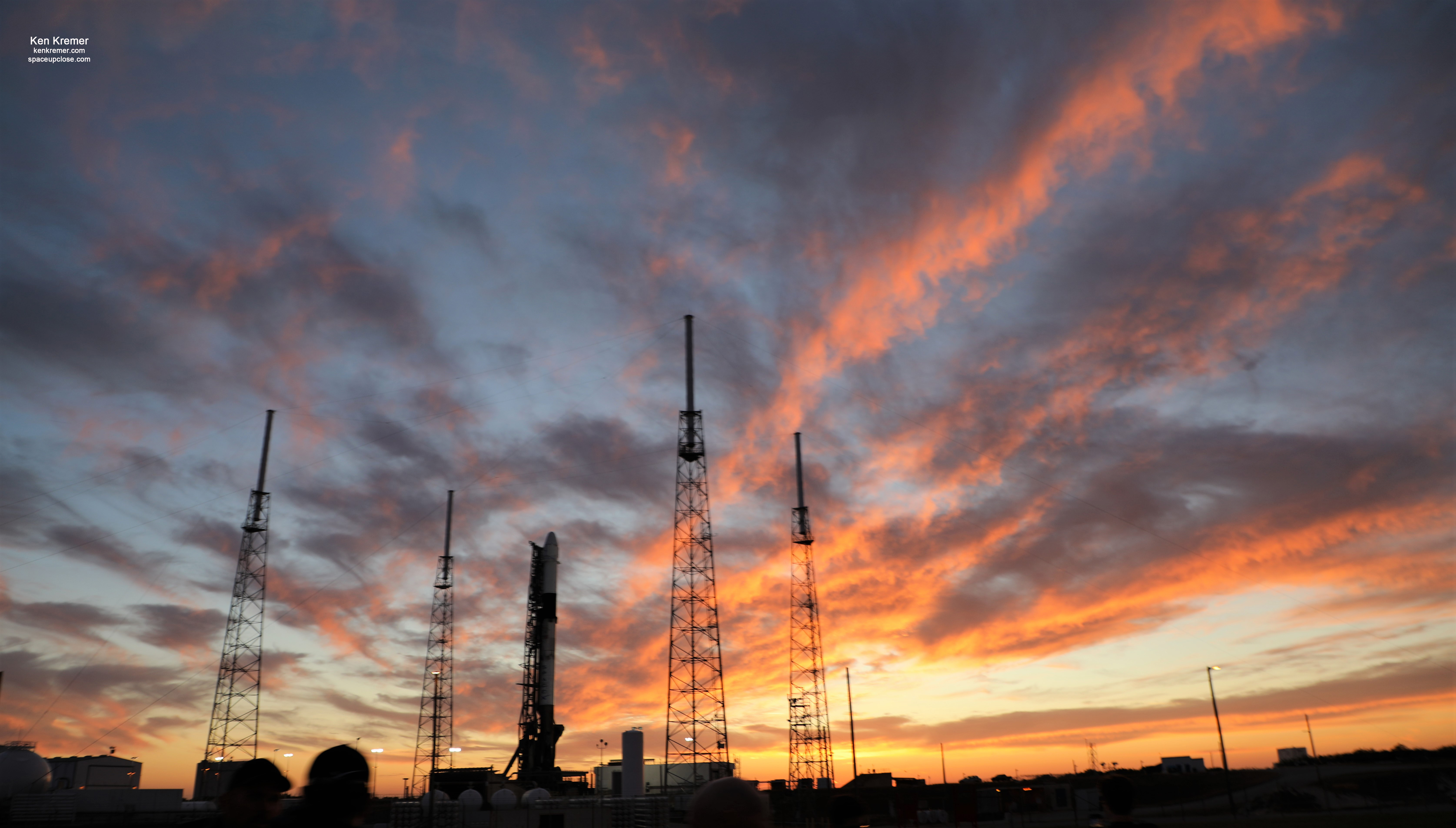 Fabulous Fiery Sunset Greets Final SpaceX Dragon 1 Vertical On Falcon 9 for NASA Cargo Flight to ISS Friday March 6: Watch Live/Photos