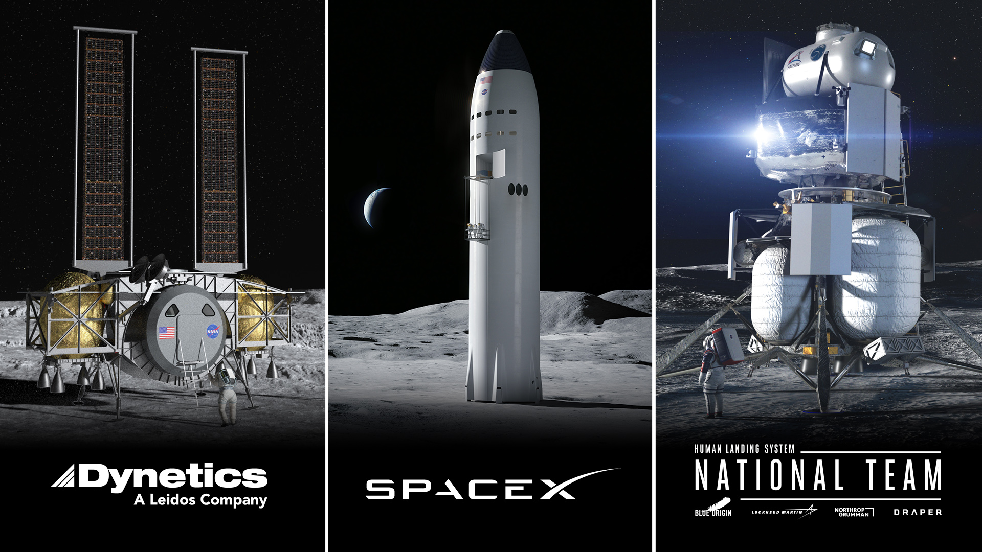 NASA Selects 3 US Companies to Develop Human Landers for Artemis Moon Missions