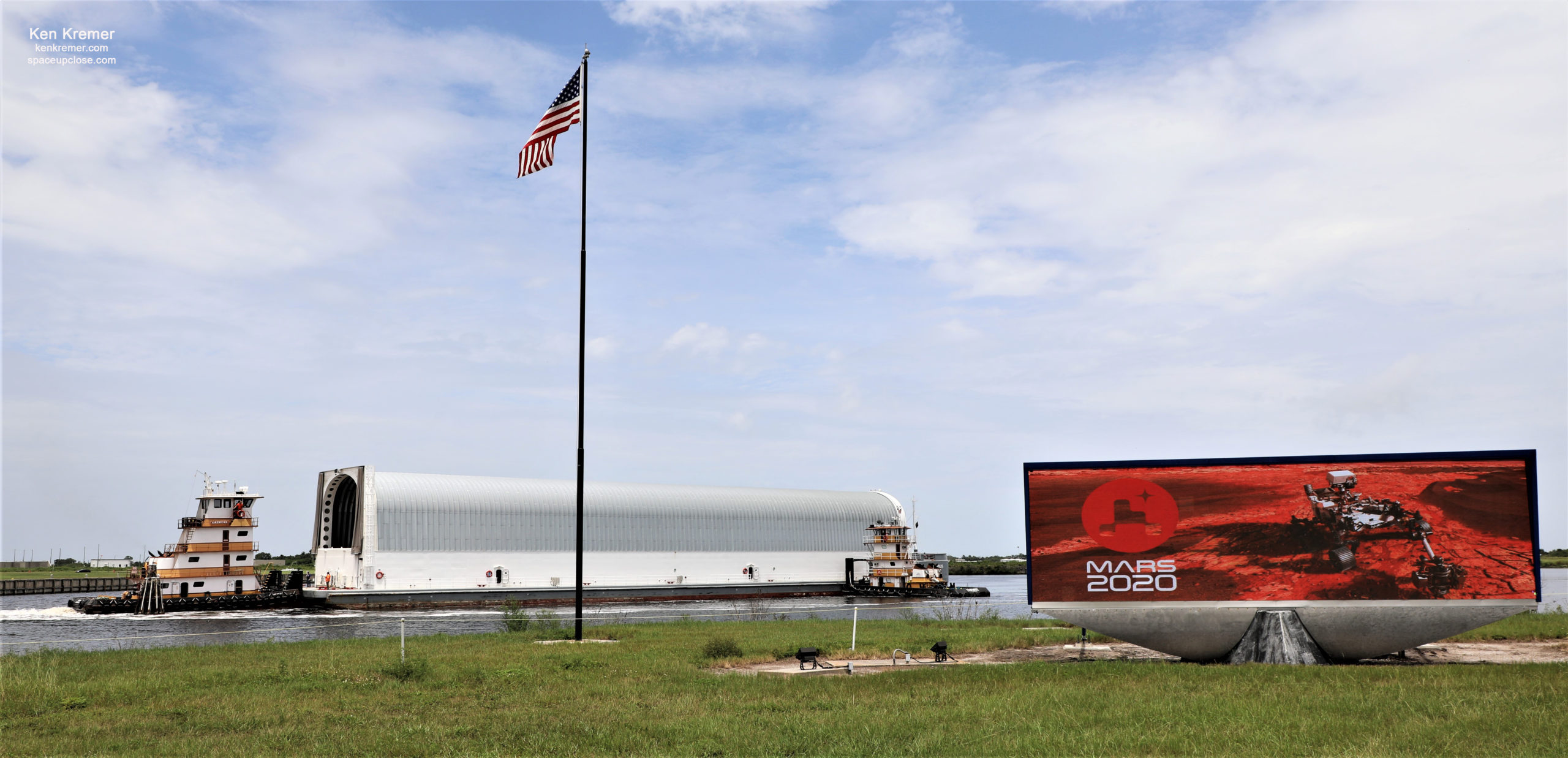 Key Connecting Adapter for NASA’s Maiden SLS Moon Rocket for Artemis 1 mission arrives at Kennedy:  Photos