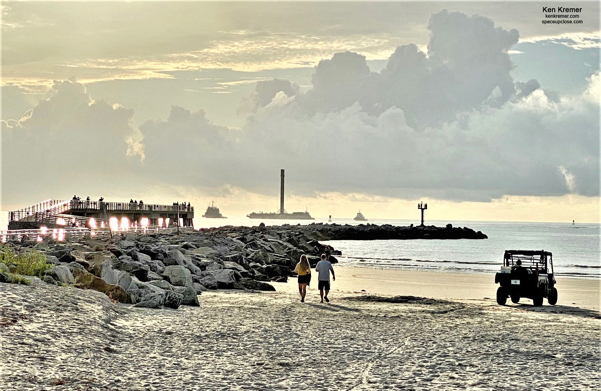 Glorious Sunrise Port Arrival for 5x Flown Falcon 9 Booster on Dramatic Day of Action for SpaceX Fleet: Photos