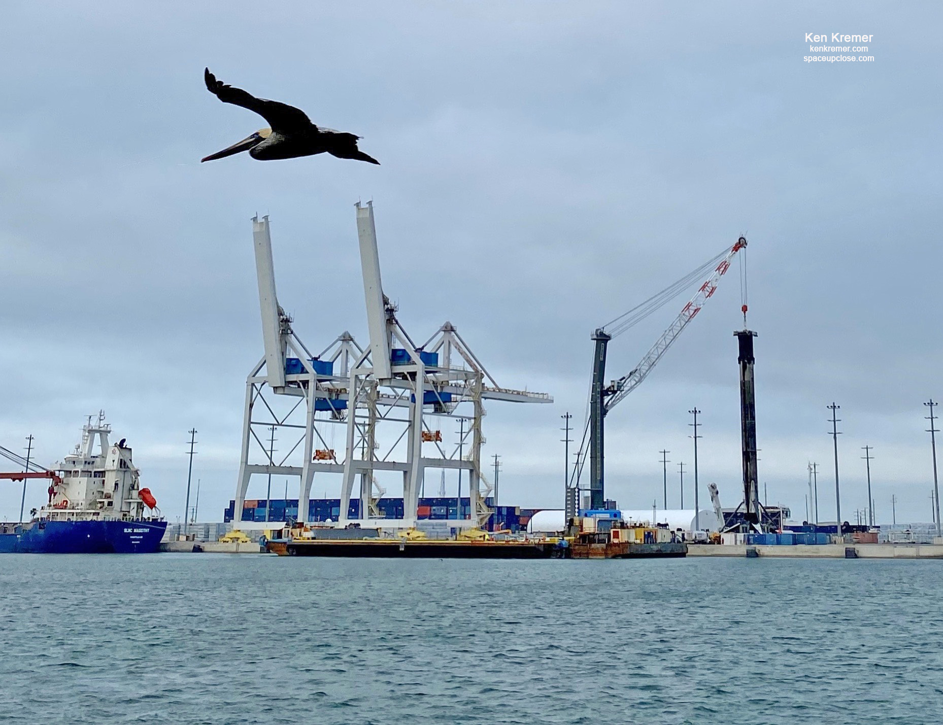 5x Flown and Landed SpaceX Falcon 9 Booster Returns to Port Canaveral Amidst Threatening Weather: Photos