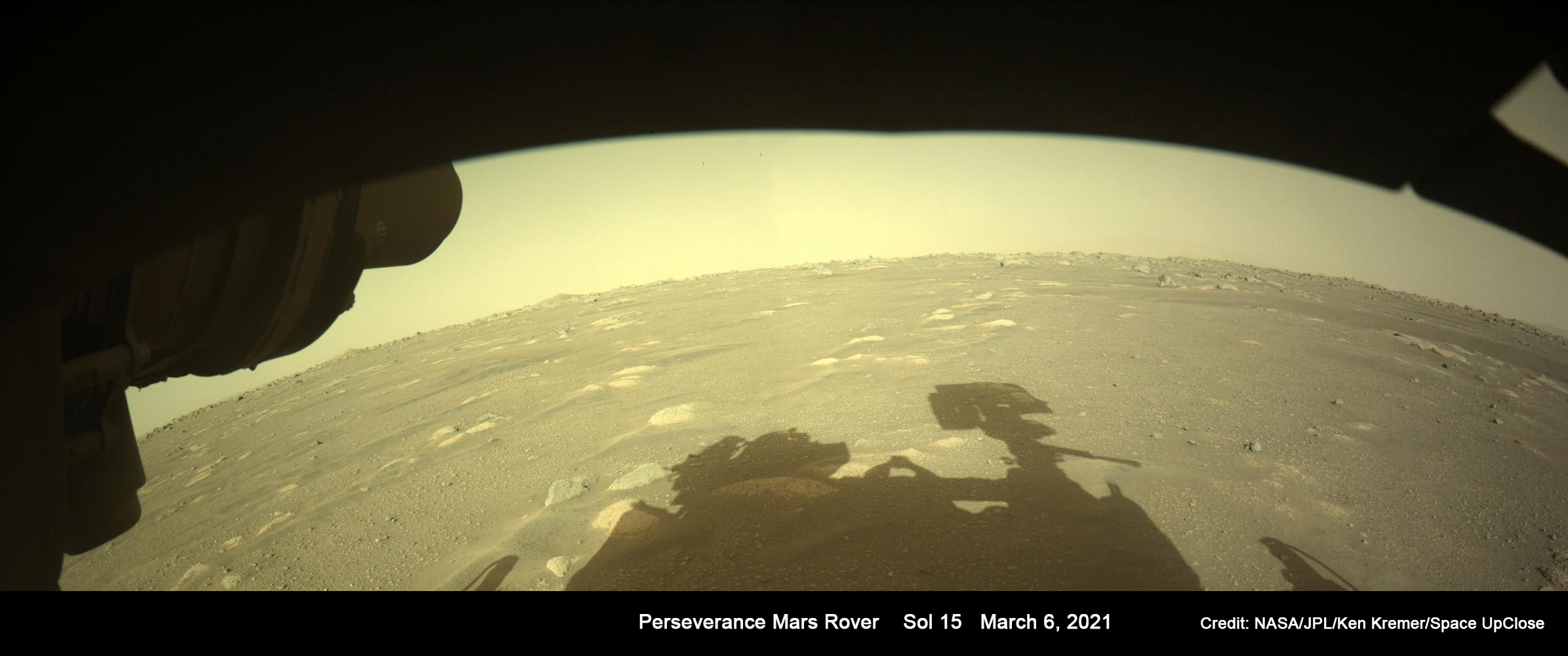 Shadow of a Martian Robot – Perseverance Rover Snaps Beautiful Shadow Selfie: Mosaic