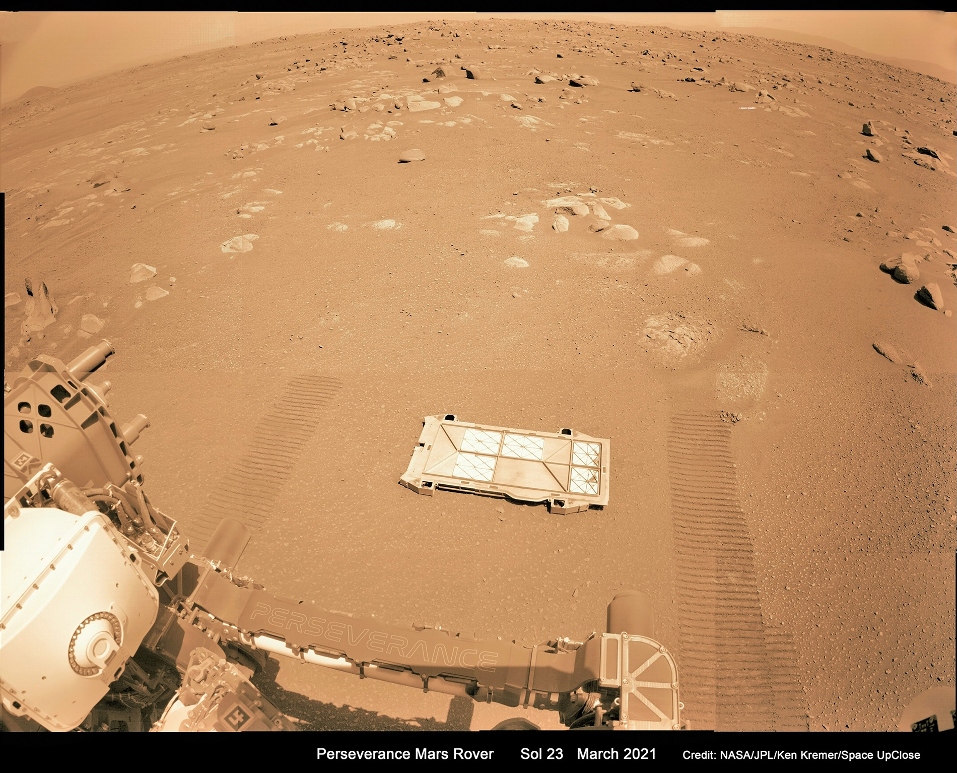 Perseverance Rover Drops Belly Pan Cover from Sample Caching System onto Mars: Mosaic