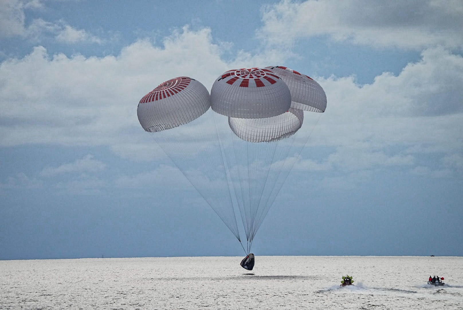 All-Civilian Inspiration4 Crew of 1st Time Space Travelers Splashdown Safely off Florida Coast in Atlantic Ocean