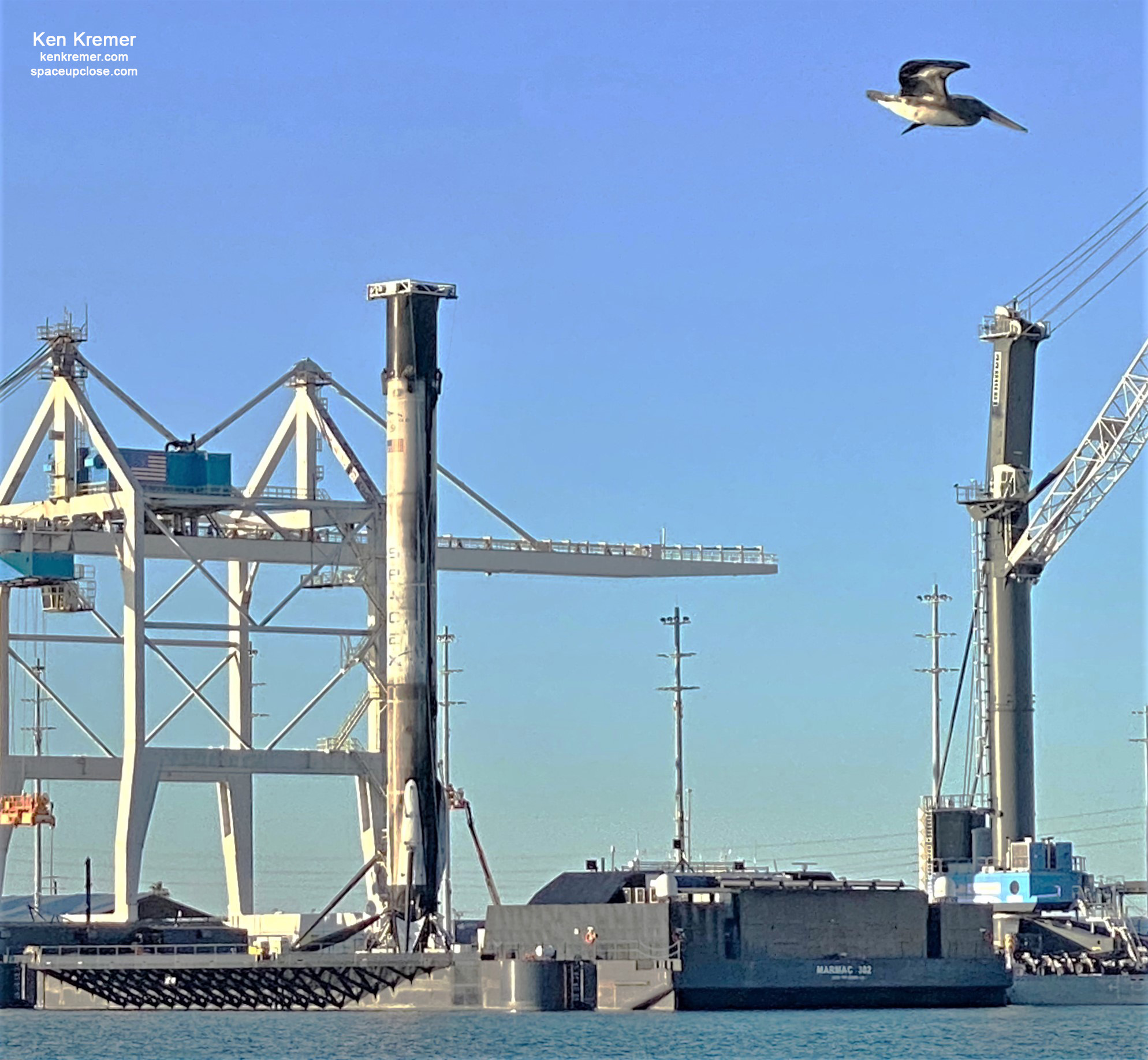 Landing Legs Raised on SpaceX Crew-3 Landed Falcon 9 Booster after Port Canaveral Arrival: Photos