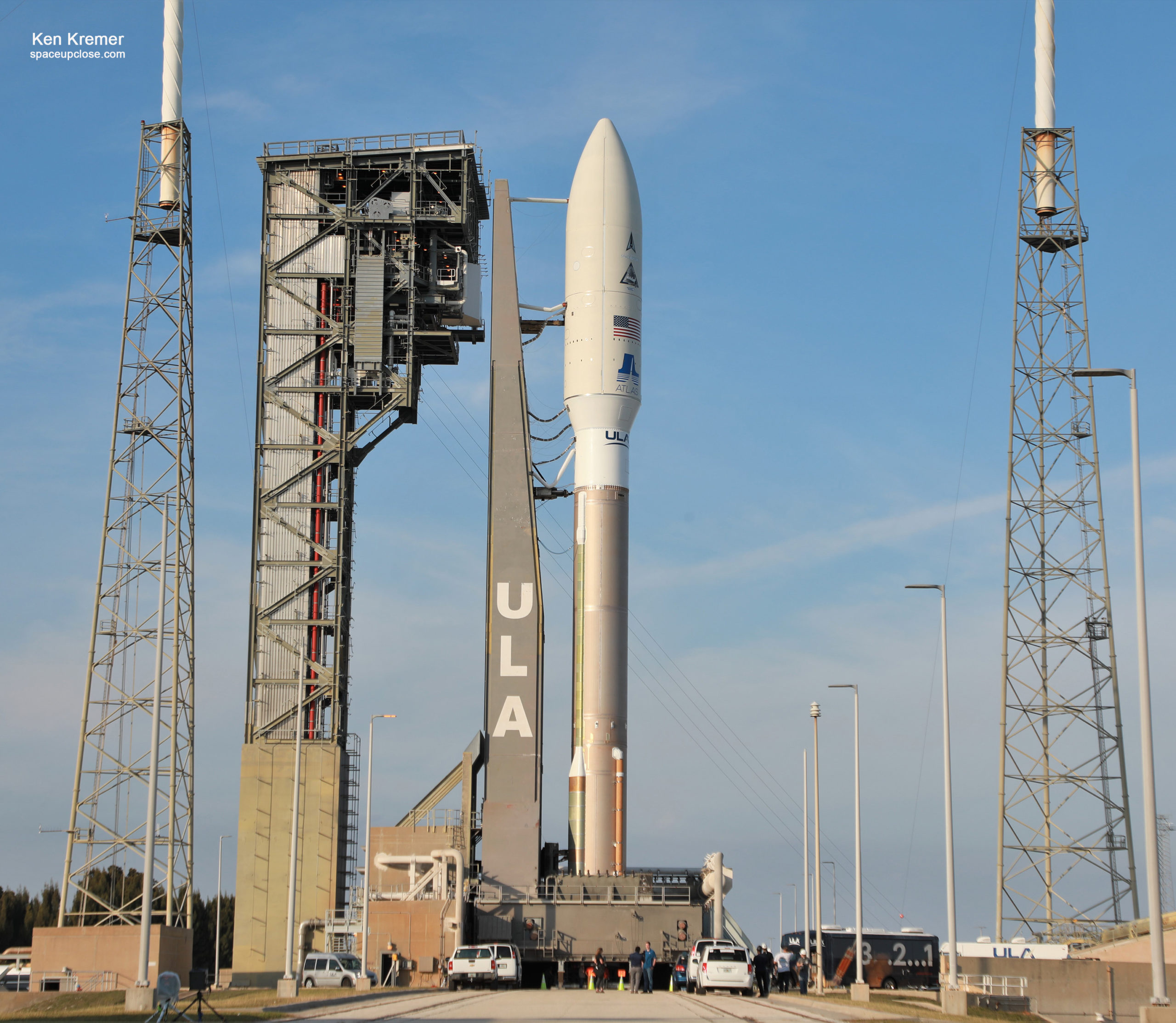 Unflown ULA ‘Big Slider’ Atlas V Rocket Ready for Launch Debut with Twin Space Force Surveillance Satellites: Watch Live/Photos
