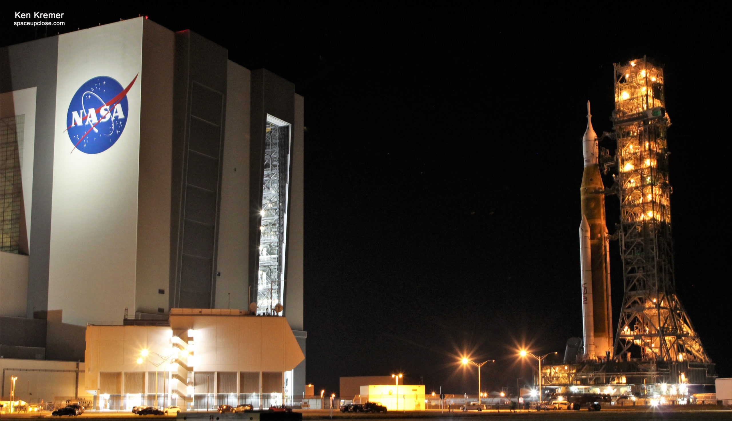 Repairs in Progress for Next Fueling Test after NASA SLS Mega Moon Rocket Rolls Off Pad 39B Back to VAB: Photos