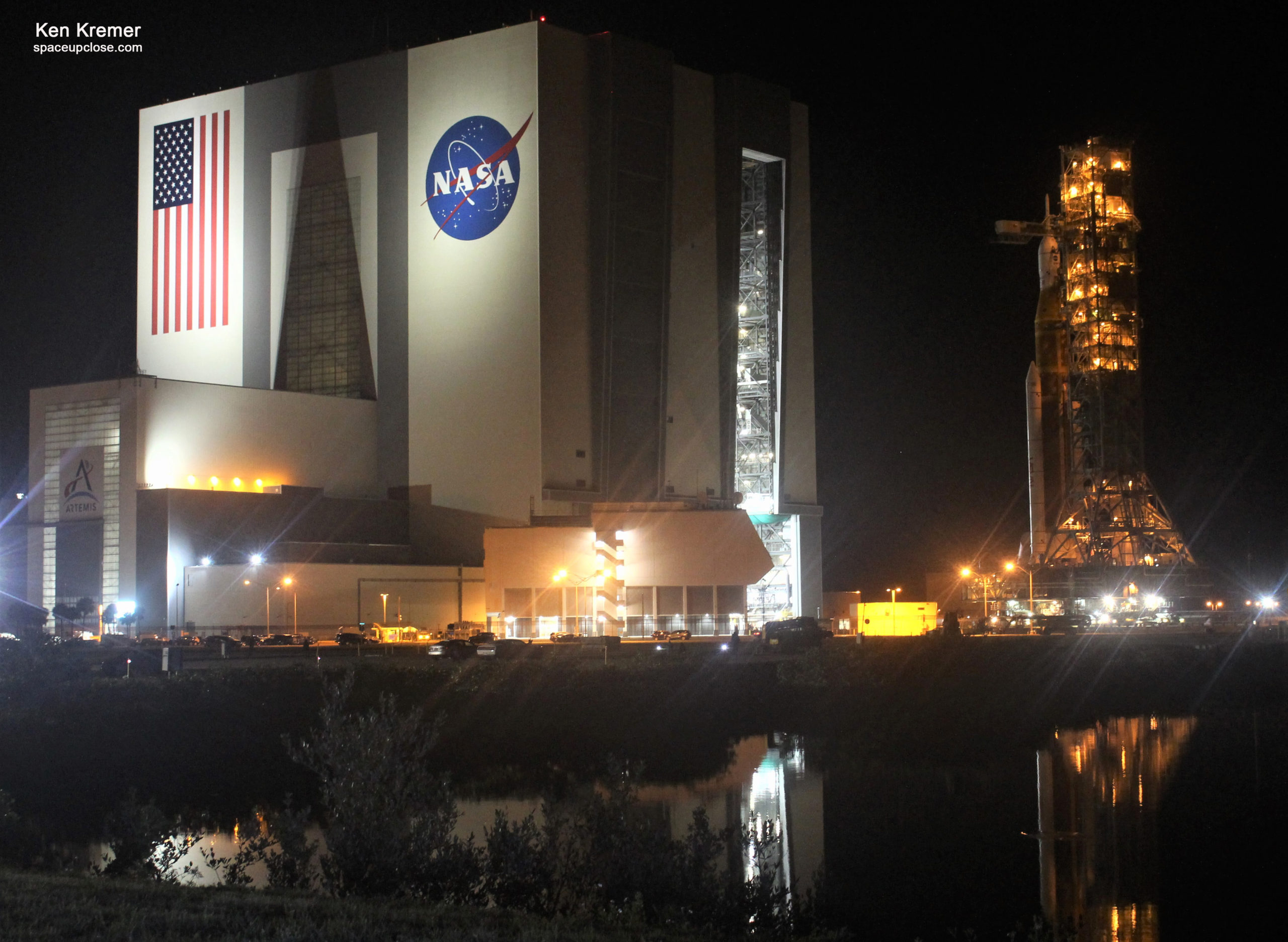 Artemis 1 Moon Rocket Ready for Midnight Roll Back to Launch Pad for Tanking Test Targeting June 19: Photos