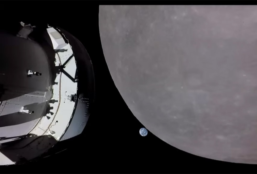 NASA’s Orion Completes Outbound Powered Lunar Flyby Firing with Luscious Lookbacks to Earth and Moon